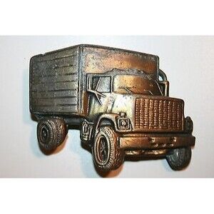 Vintage International Ford Box Trucker Big Rig 18 Wheeler Belt Buckle Semi
